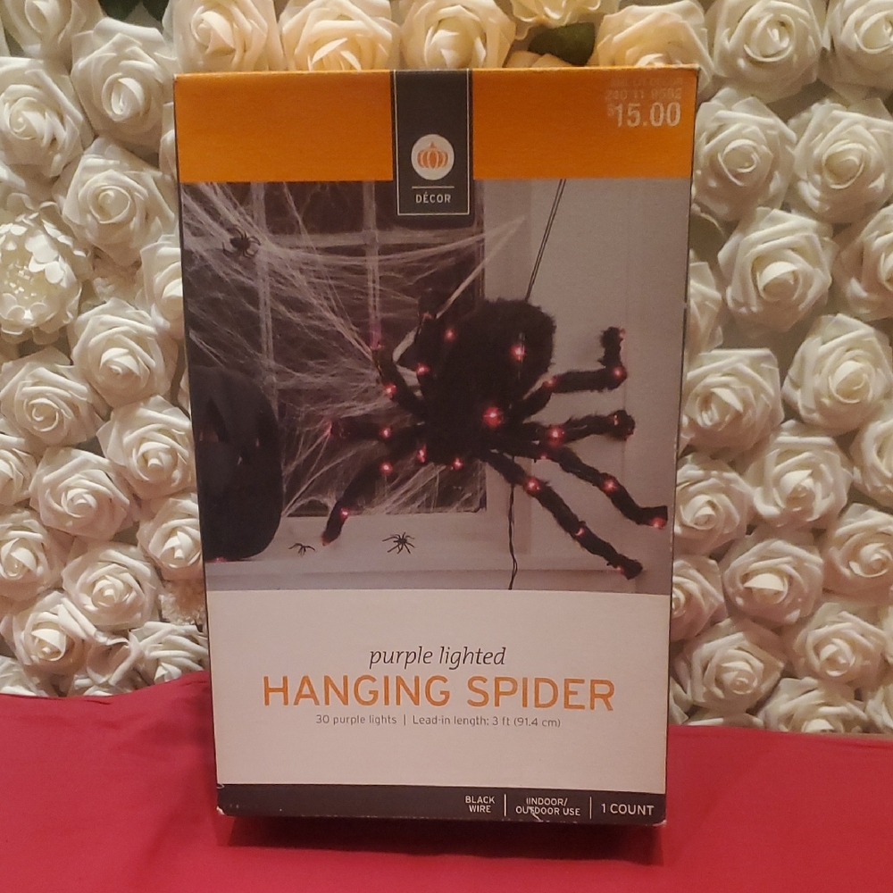 VINTAGE Purple Lighted Hanging Spider